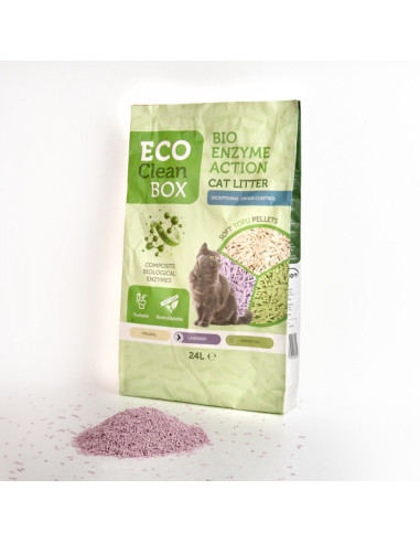 Eco Clean Box Тофу котешка тоалетна с био ензими ЛАВАНДУЛА, 10кг / 24л