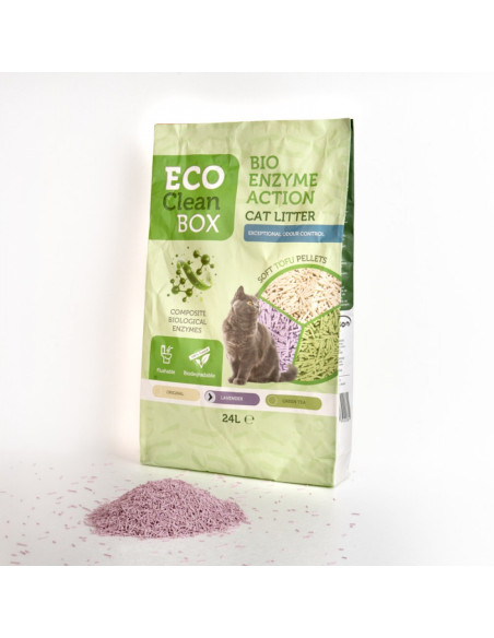 Eco Clean Box Тофу котешка тоалетна с био ензими ЛАВАНДУЛА, 10кг / 24л