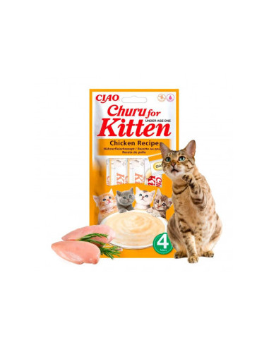 Кремообразно лакомство за подрастващи котенца Churu for Kitten Chicken Recipe с пилешко месо. 4×14гр.