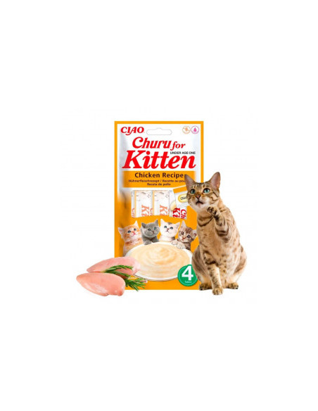 Кремообразно лакомство за подрастващи котенца Churu for Kitten Chicken Recipe с пилешко месо. 4×14гр.