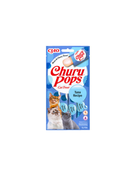 Лакомство за капризни котки Churu Cat Treats Pops Tuna Recipe близалка с пълнеж от риба тон 4×14гр.