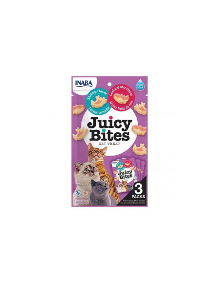 Сочни хапки за котки Inaba Cat Juicy Bites Homestyle Broth - Calmari Flavour с вкус на скариди и морска храна 3×33гр.