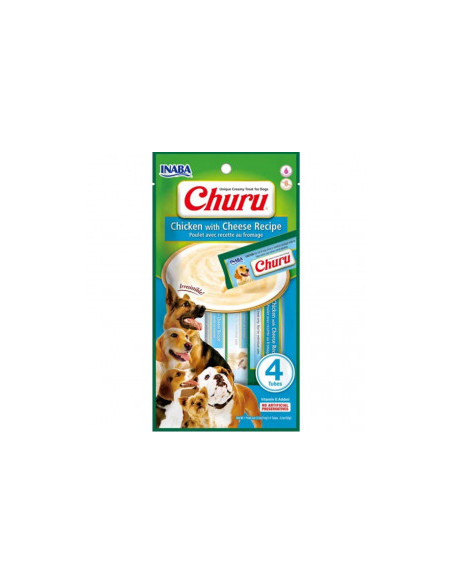 Кремообразно лакомство за капризни кучета Churu Dog Treats Chicken with Cheese Recipe мус от пилешко месо и сирене 4х14гр.