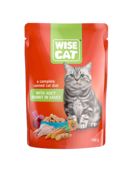 WISE CAT пауч за котки парченца заешко в сос 24х100 г