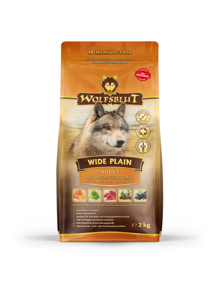 Wolfsblut Wide Plain Adult суха храна за кучета с конско и сладки картофи, 2 кг