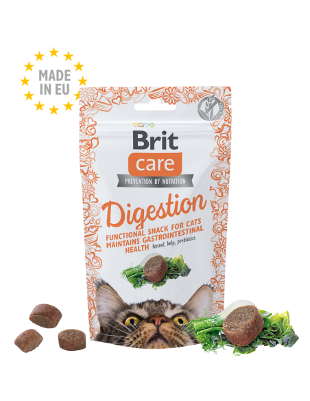 Полувлажни лакомства за котки Brit Care Snack Digestion с Копър и водорасли за подпомагане на храносмилането 50 g