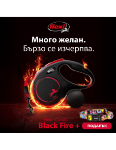 ПРОМО flexi Black Fire M лента + ПОДАРЪК anipro Soft Touch Dog of the city нашийник 20мм/40-55см с ЧЕРНА тока 2