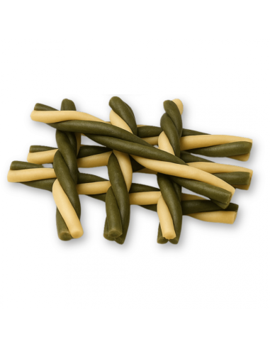 anipro Dental Pro Power усукани солети трицветни със спирулина, 84 г, зелен чай