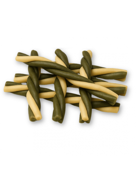 anipro Dental Pro Power усукани солети трицветни със спирулина, 84 г, зелен чай