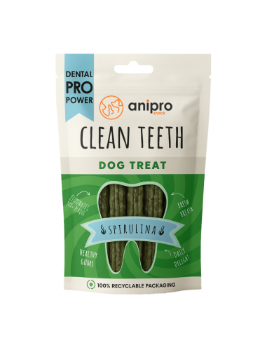 anipro Dental Pro Power пурички със спирулина, 84 г, зелен чай