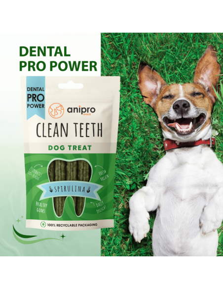 anipro Dental Pro Power пурички със спирулина, 84 г, зелен чай
