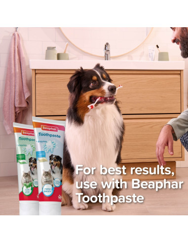 Beaphar бамбукова четка за зъби с две глави, за кучета и котки