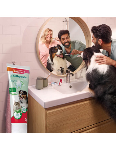 Beaphar паста за зъби за кучета и котки с вкус на черен дроб, мента и магданоз, 100 г