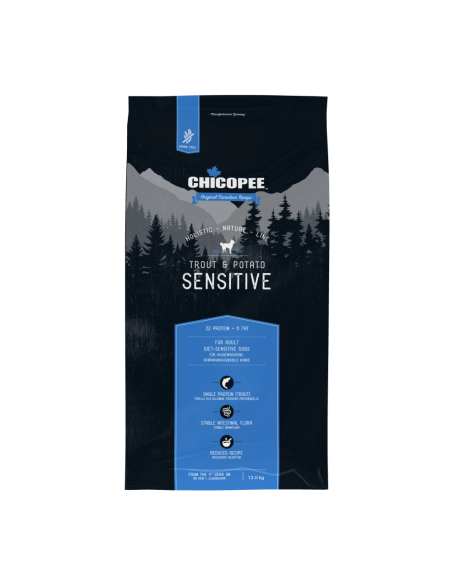 Chicopee Dog HNL Sensitive за кучета с чувствителен стомах, пъстърва и картофи, 12кг