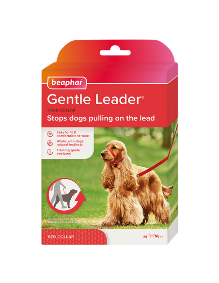 Beaphar Gentle Leader повод срещу дърпане за куче, червен, средни породи