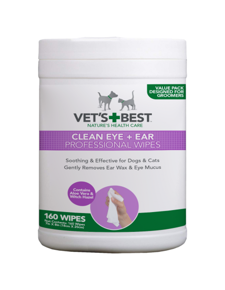 Vets Best Eye - Ear wipes 160бр почистващи кърпички очи/уши куче/коте 18 х 20см