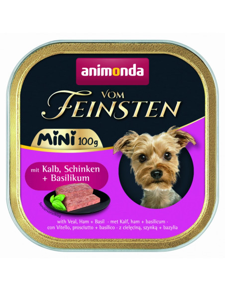 Vom Feinsten Mini Dog за дребни породи кучета с телешко, шунка и босилек, 100 гр (32бр/стек)