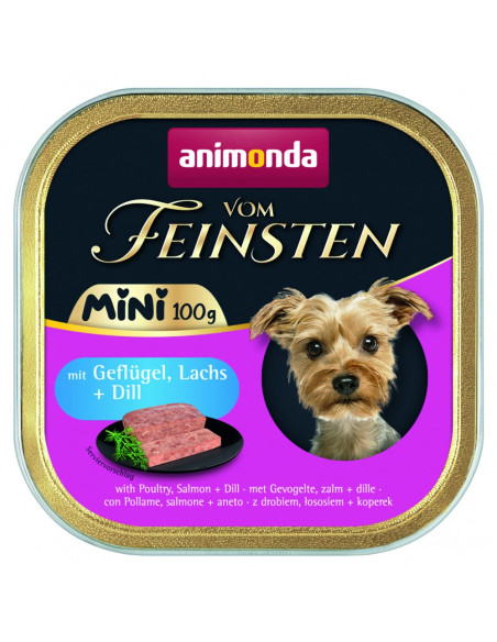 Vom Feinsten Mini Dog за дребни породи кучета с птиче, сьомга и копър, 100 гр (32бр/стек)