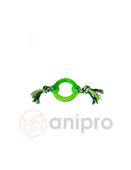 anipro Играчка въже с PVC кръг бяло/зелено 30 см, 115-125 г