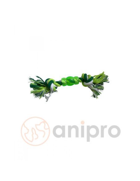 anipro Играчка въже с PVC възел бяло/зелено 30 см, 140-150 г