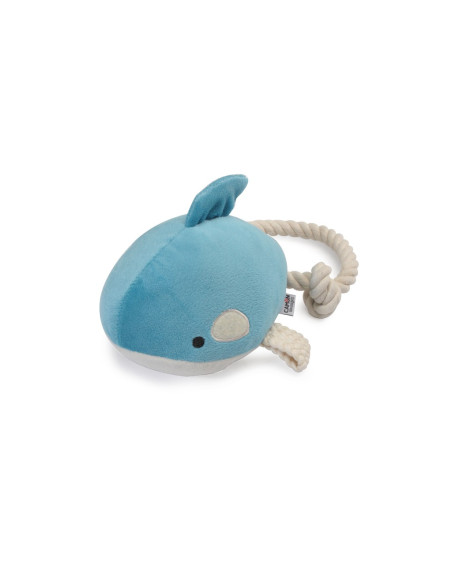 Играчка плюшен кит с въже.