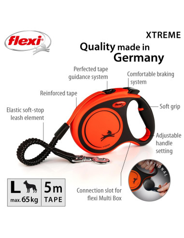 flexi Xtreme L - 5м лента, до 65кг - цвят оранж