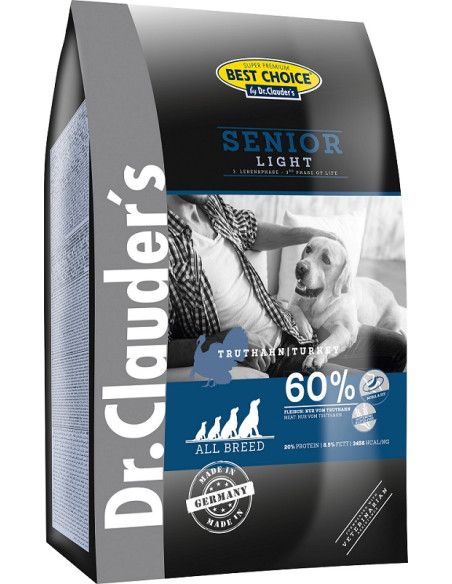 Best Choice Super Premium Senior Light – Супер премиум суха храна за кучета с наднормено тело от всякакви породи + 4кг. Подар