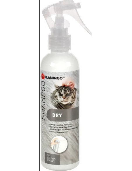 Сух шампоан за котки Flamingo DRY SHAMPOO CAT 200мл – за копринена козина, почиства, възстановява, освежава 200мл.