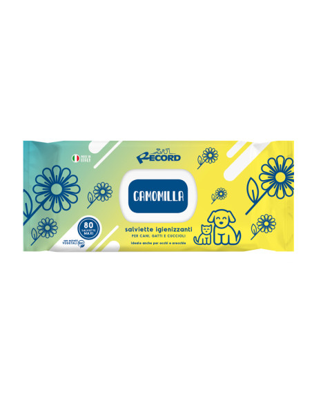 Record wet wipes CAMOMILE – Мокри кърпи за домашни любимци с лайка 80бр. 1 бр.
