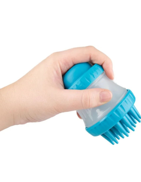 Четка за баня Flamingo 2 IN 1 HILDA 7,7 x 7,7 x 10,6 см – с дозатор и масажни елементи 1 бр.