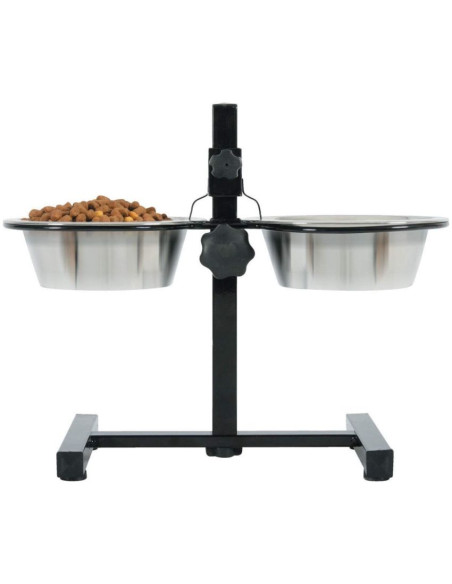 Две купи със стойка Zolux Stainless Steel Dog Bowls с регулираема височина, изработени от неръждаема стомана 2.5л.