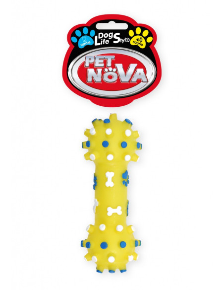 Дентална играчка PET NOVA гумен кокал със звук 12 см. жълт