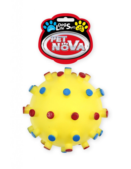 Дентална играчка PET NOVA гуменa топка със звук 12 см. жълт