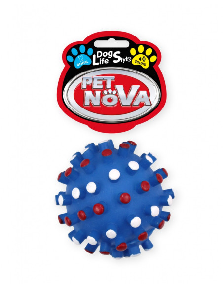 Дентална играчка PET NOVA гуменa топка със звук 8.5 см. син