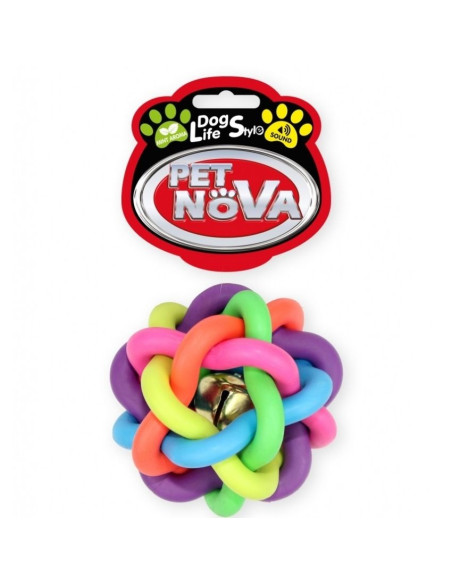 Играчка за кучета PET NOVA – цветна силиконова играчка за кучета със звънче, 6см микс