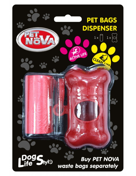 Комплект хигиенни пликчета + диспенсър PET NOVA червен