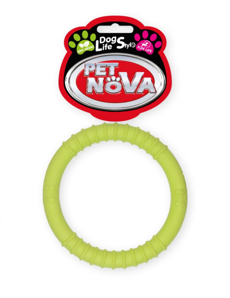 Кучешка играчка PET NOVA гумен ринг с аромат на мента, 9,5см, жълт жълт