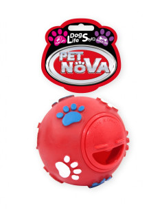 Кучешка играчка PET NOVA топка диспенсър за лакомства, 7,5см, червена червен