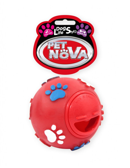 Кучешка играчка PET NOVA топка диспенсър за лакомства, 7,5см, червена червен