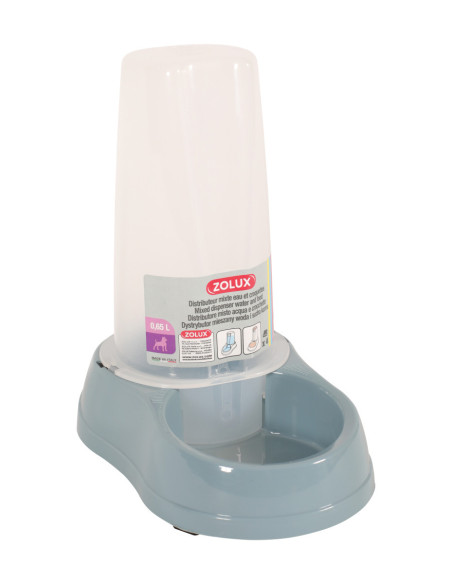 Пластмасов диспенсър Zolux за храна или вода 650мл – с противоплъзгаща основа син