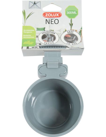 Пластмасова купа за храна и вода NEO Zolux – за прикрепяне към клетки и заграждения, 300мл Бежов