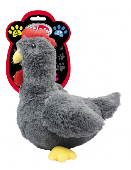 Плюшена играчка за куче PET NOVA кокошка със звук 34 см. Сив