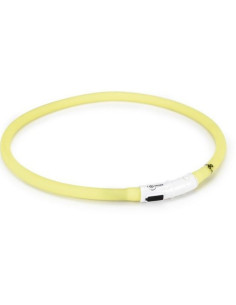 Светещ нашийник за куче Beeztees Silicone safety collar Dogini с USB – Жълт 70 см x 10 мм жълт