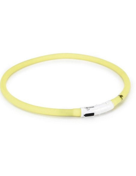 Светещ нашийник за куче Beeztees Silicone safety collar Dogini с USB – Жълт 70 см x 10 мм жълт