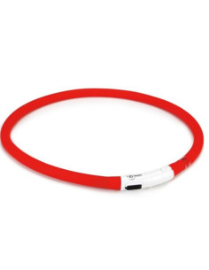 Светещ нашийник за куче Beeztees Silicone safety collar Dogini с USB – Червен 70 см x 10 мм червен