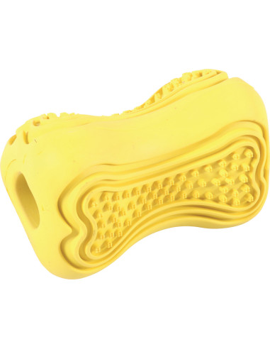 Супер издръжлива кучешка играчка Zolux TITAN RUBBER – с отвор за лакомства, размер S жълт