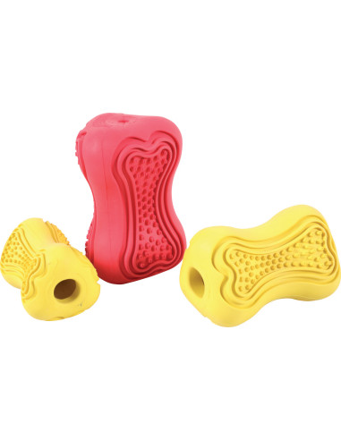 Супер издръжлива кучешка играчка Zolux TITAN RUBBER – с отвор за лакомства, размер S жълт