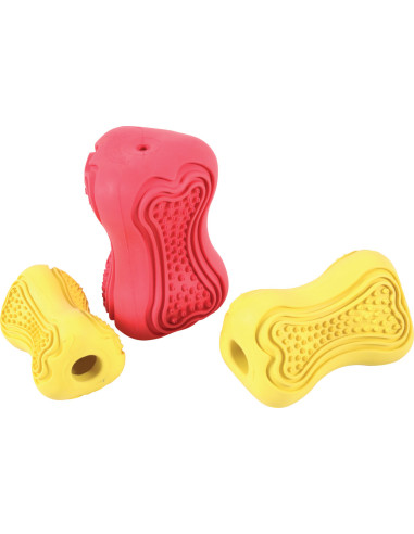 Супер издръжлива кучешка играчка Zolux TITAN RUBBER – с отвор за лакомства, размер S жълт
