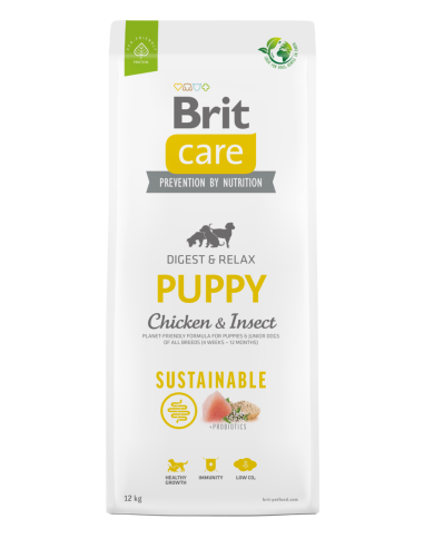 Brit Care Dog Sustainable Puppy Chicken-Insect – Супер премиум суха храна за подрастващи кученца от всички породи. С високоус