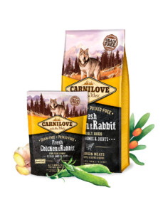 Натурална суха храна с прясно месо за здрави мускули и стави за кучета Carnilove FRESH Chicken - Rabbit muscles, bones and jo